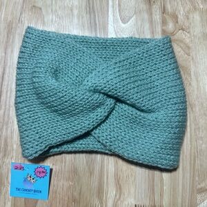 Handmade Green Knitted Earwarmer